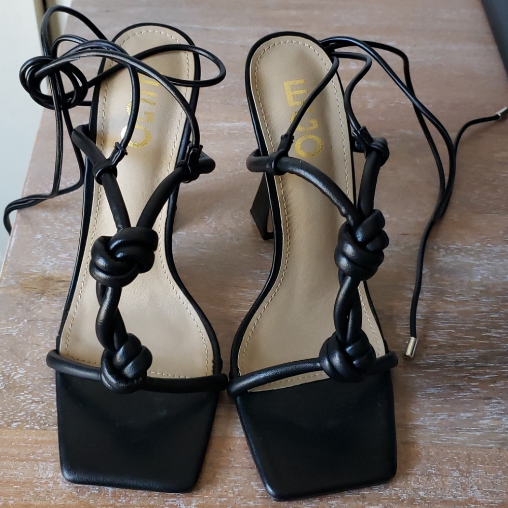 Black wraparound heels
